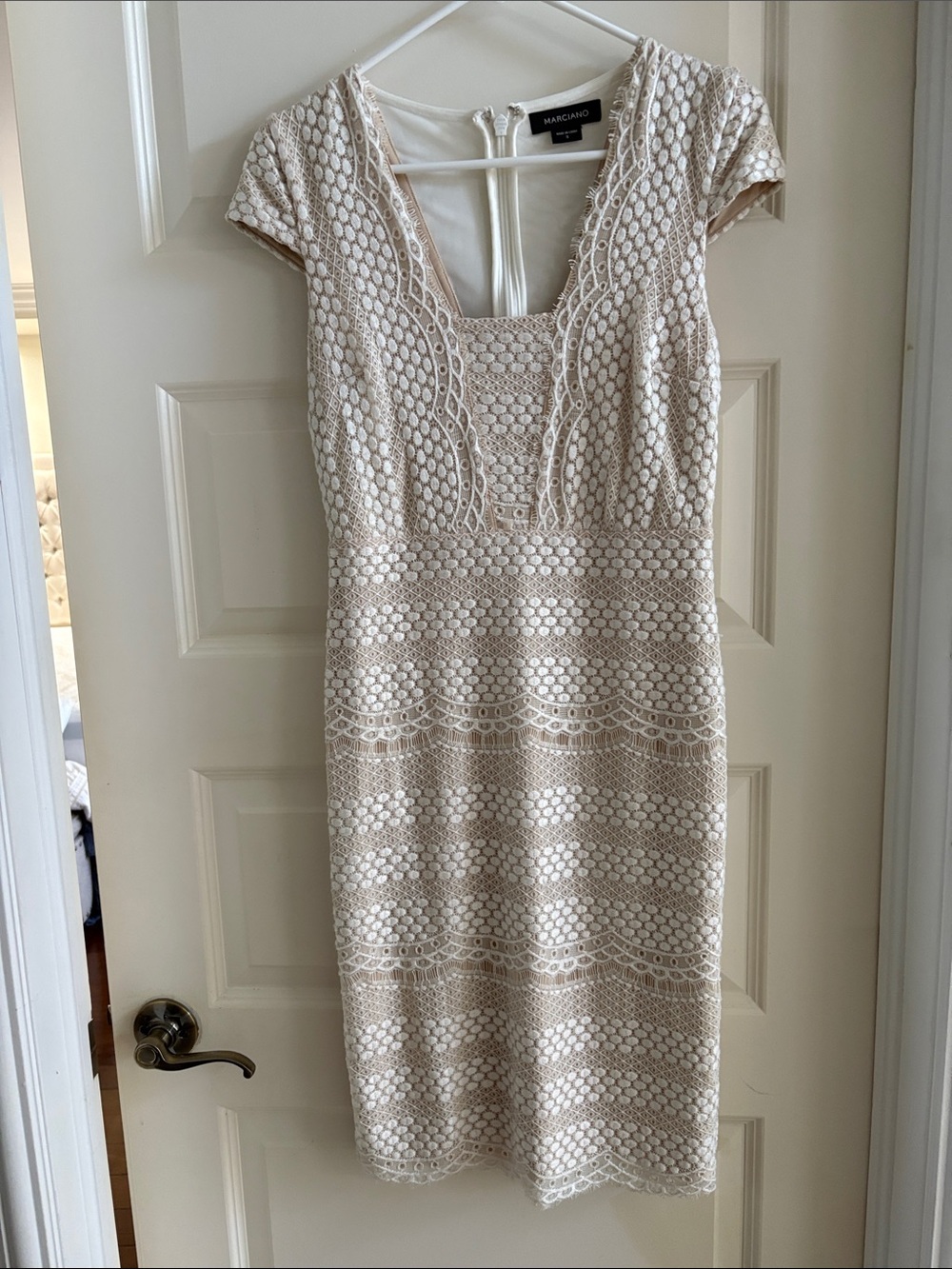 Marciano Beige-Cream Lace Sheath Dress